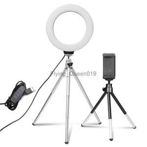 6 pouces Mini Selfie Ring Light Bureau LED Lampe Vidéo Lumière Avec Trépied Clip De Téléphone Pour YouTuber Photo Photographie Studio HKD230828