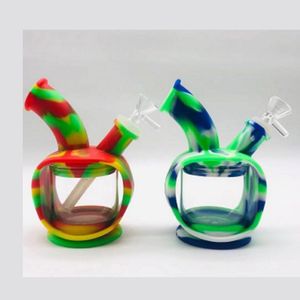 6 pouces de silice gel bong pomme 2colors en verre bang de 14 mm pipe d'eau conjointe avec lebout et bol