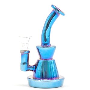 Narguilé de 6 pouces Argent fumé coloré Dab Oil Bong Rigs Heady avec 4MM Quartz Banger Nail Recycler Oil Bubbler Cyclone Perc Glass Water Pipes