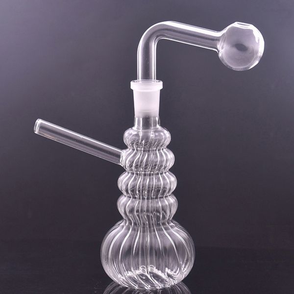 6 pouces de haut nouveau design brûleur à mazout en verre Bong 14mm Joint taille de la main recycleur Ashcatcher Bong facile à travailler portable Dab Rig Bong avec pièce à fumer le moins cher