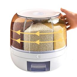 Dispensador de arroz giratorio de 6KG de 360 grados, dispensador de cubo de grano seco sellado, caja de almacenamiento de contenedores de alimentos de cocina a prueba de humedad 240124