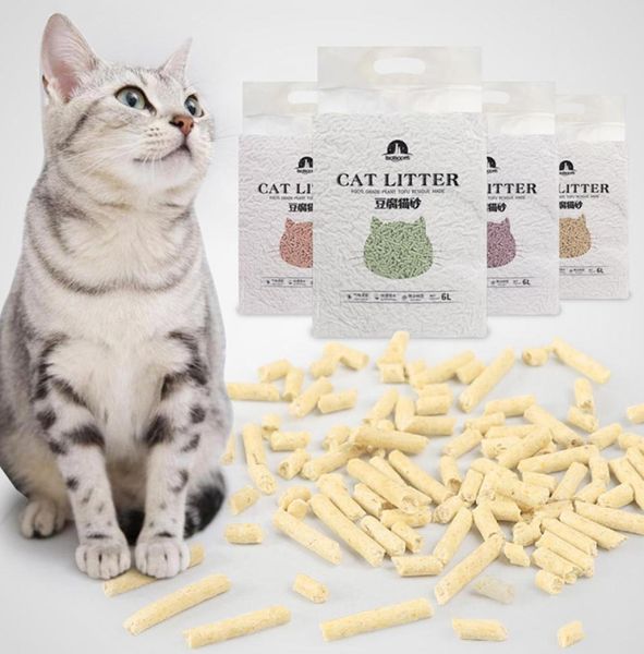 Litière pour chat, thé vert naturel, tofu frais, maïs, biodégradable, agglomération rapide, 6l, 20209966046