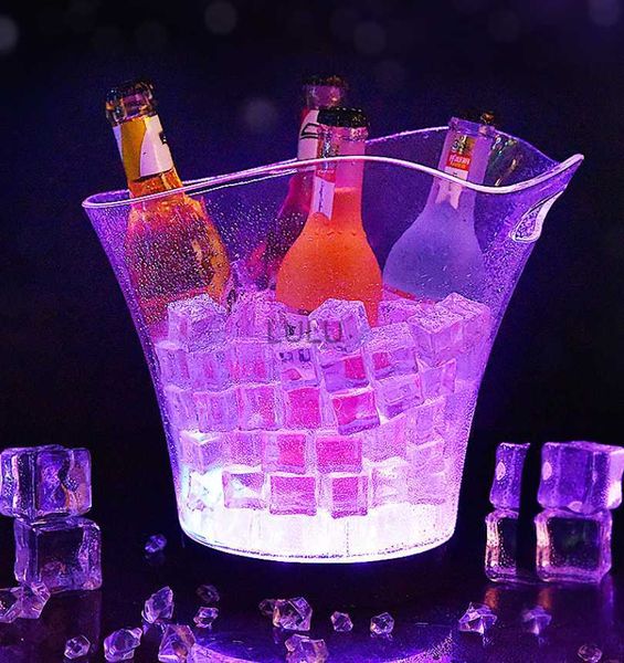 6L étanche en plastique 7 couleurs RVB LED seau à glace KTV Club Bars boîtes de nuit LED Light Up Champagne Beer Bucket Bars Night Party HKD230828