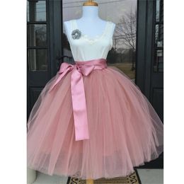 6Layers 65cm mode tule rok geplooide tutu rokken vrouwen lolita petticoat bruidsmeisjes zoete feest midi rok mini rok jurk 220711