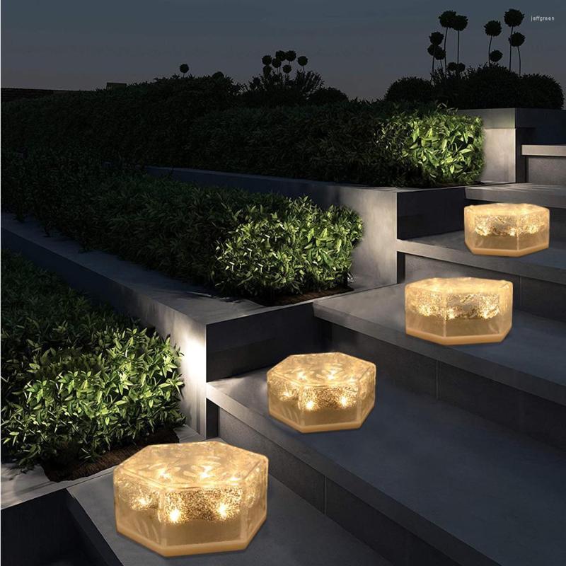 Luces solares hexagonales de ladrillo, luz de paisaje impermeable para Patio, camino de jardín, decoración de Patio, iluminación LED para exteriores, 6led