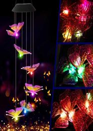 6LED Solar Windgong Licht Vlinderstijl Waterdichte Tuinslinger Hanglampen Outdoor Solar Lamp Decor Tuinbeelden Q08115678925