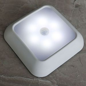 6leds PIR Motion Sensor Nachtverlichting LED Kast Nacht Lamp Batterij Sensor Lichten voor Closet Garderobe Trap Hallway Home Slaapkamer Myy