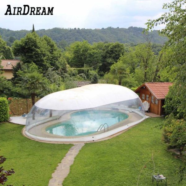 Dôme de couverture de piscine gonflable transparent personnalisé extérieur 6M-12M avec plafond couvert blanc de l'usine chinoise