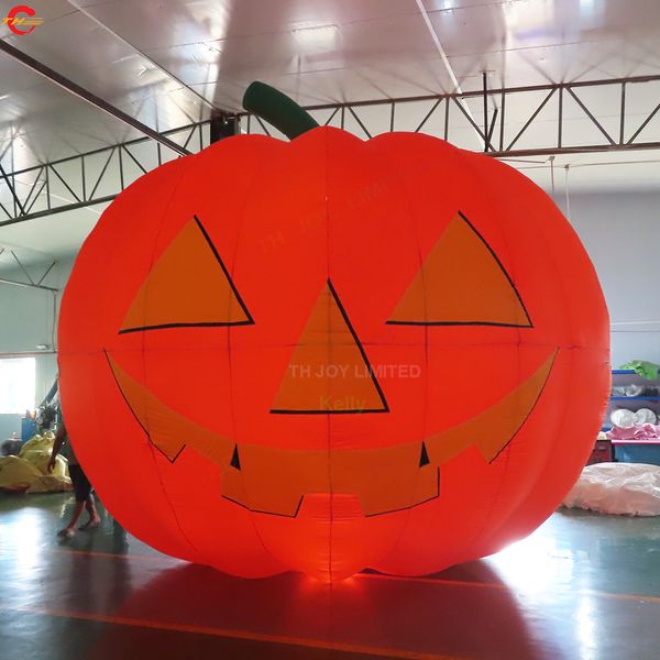 6m-19.7ft de alto Barco de puerta libre Actividades al aire libre Calabaza inflable gigante de Halloween con luz LED Decoración de patio Globos de tierra