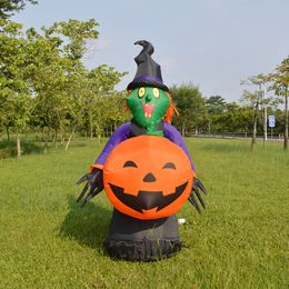 Zucca gonfiabile della strega della decorazione di Halloween esterna di pubblicità gigante su misura all'ingrosso di 6m 19.7ft con luce del LED