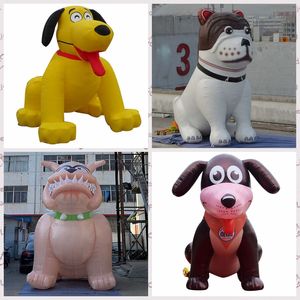 Modèle de chien gonflable de jeux de plein air de 6m 20 pieds, ballon animal mignon de dessin animé jaune ou coloré pour la publicité de promotion de magasin