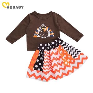 6M-5Y Thanksgiving Day Infant Toddler Kid Girl Vêtements Set Turquie T-shirt Tutu Jupes Tenues Costumes de festival pour enfants 210515