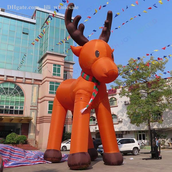 Inflable de Navidad gigante de nariz roja de 6m y 8m, modelo de animal Rudolph inflable para decoraciones navideñas