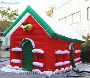 Tente gonflable de noël en plein Air 6m, maison rouge soufflée à l'air, chalet de Village de noël géant pour la décoration d'hiver de noël