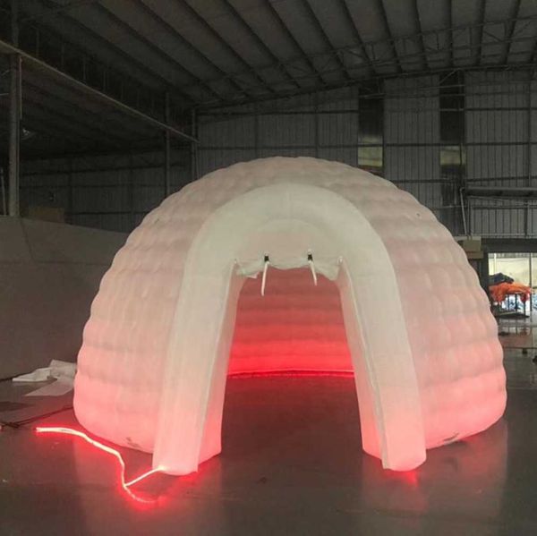 Carpa de cúpula inflable con iluminación LED que cambia de color de 6 m iluminada carpa de fiesta iglú para exhibición