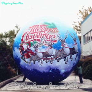 Boule de Noël gonflable de boule de neige d'éclairage fait sur commande de 6m avec le père Noël et le renne pour la décoration de parc et de cour