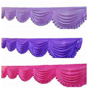 6 m Ijs Zijde Swag Drape Volant Spar Voor Achtergrond Gordijn Tafel Rok Bruiloft Podium Achtergrond Gordijn Decoration231S