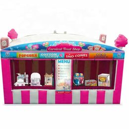 6m L x 3.5m W Fast food oxford roze gigantische opblaasbare carnaval traktatie winkel/Concessie Stand/popcorn ijs kraam met blower