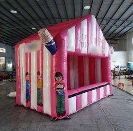 6m LX5MWX4MH Roze Wit opblaasbare concessietent Aangepaste buitenevenementen Air Blown Candy Floss Booth Carnival Ice Cream House voor promotie en advertenties