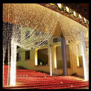 6m x 3m Led Cascada Al aire libre Cadena de luces de hadas Fiesta de bodas de Navidad Jardín de vacaciones 600 Luces de cortina LED Decoración EU.US.uk au .plug