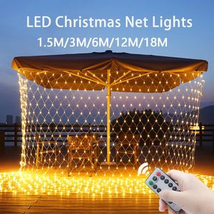 6M12M18M LED chaîne de noël Net maille lumières fée rideau guirlande extérieure étanche pour fête jardin décoration de mariage 240127