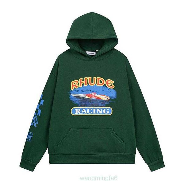 6m8e Hombres y mujeres 2023 Nueva sudadera con capucha Rhude Letra Imprimir Manga larga Moda Suéter Hip Hop Marca de lujo Sudaderas EE. UU. Tamaño S-2XL