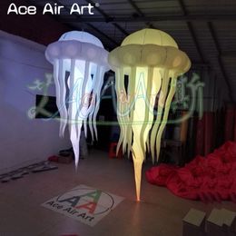 6mh (20 pies) Ceilling Giant Hanging Party Decoración Hermosa iluminación Jellyfish inflable para la fiesta del club nocturno Ven con soplador de aire