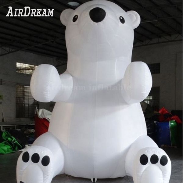 6 mH 20 pies publicidad al por mayor gran oso polar inflable blanco oso de peluche inflable gigante globo animal para decoración navideña