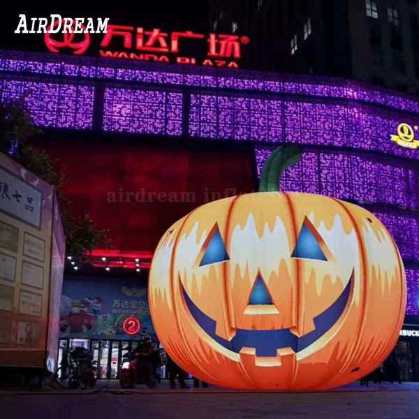 6mh (20 pieds) avec ventilateur de la tête de citrouille halloween géante de haute qualité personnalisée avec décoration de ballon à lumière LED