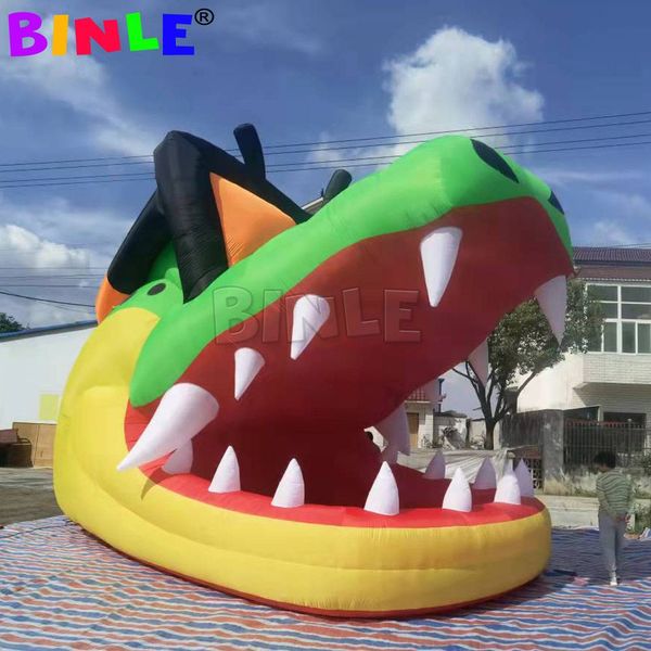 Bouche de Crocodile gonflable animale multifonctionnelle avec souffleur 6mH (20 pieds), Tunnel de tête d'alligator pour événement sportif ou stand de DJ