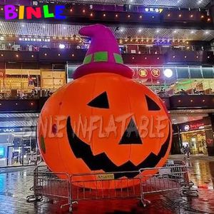 6mH (20ft) Met blower groothandel op maat gemaakt Halloween opblaasbaar pompoenmodel met led-lichtschakelaarhoed, opblaasbaar op maat gemaakte Halloweens-festivaldecoratie