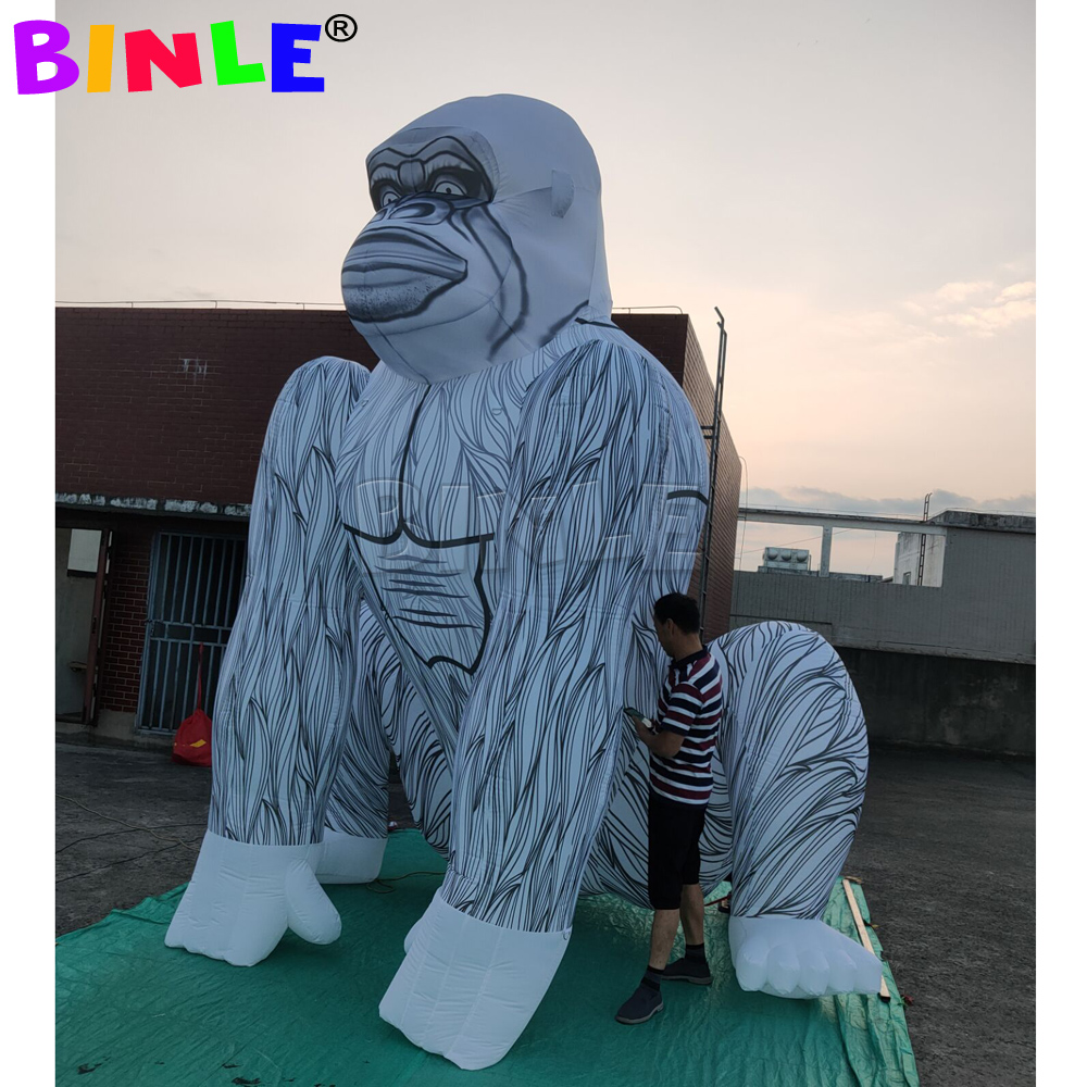 6mh (20ft) Üfle toptan özelleştirilebilir renk dev şişme goril, LED ışıkları ile, reklam dekorasyonu için büyük şişme maymun zemin balonu