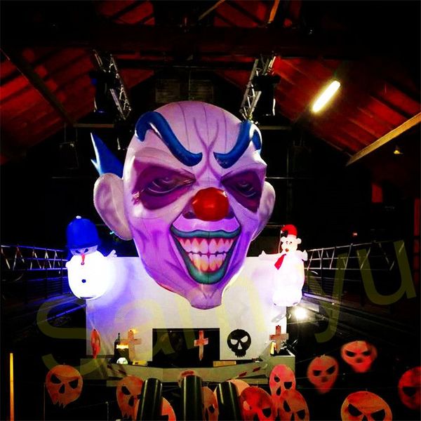 6mH (20ft) avec ventilateur en gros Clown gonflable suspendu à partir du prix d'usine Clown gonflable à lumière LED de haute qualité pour les décorations d'Halloween en boîte de nuit