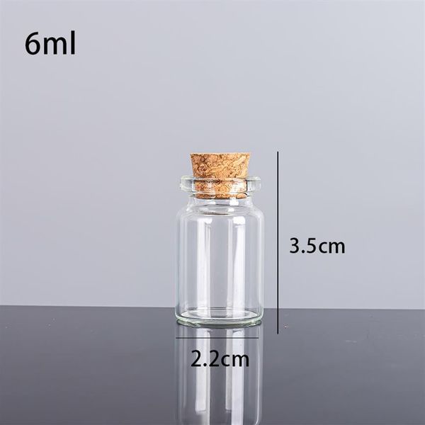 6ML 22X35X12 5MM Petits mini bouteilles en verre transparent Bocaux avec bouchons en liège Message Mariages Souhait Bijoux Party Favors262a