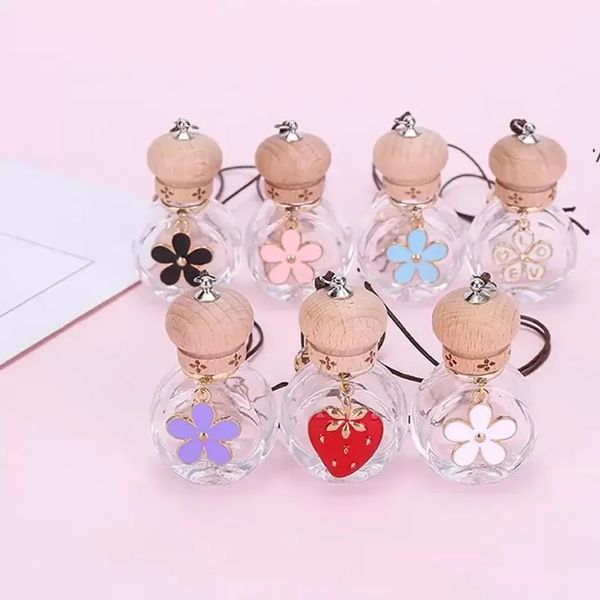 Bouteille de parfum floral de voiture de 6ml, pendentif, diffuseur d'huile essentielle, 7 couleurs, sac de vêtements, ornements, bouteille en verre vide, parfum