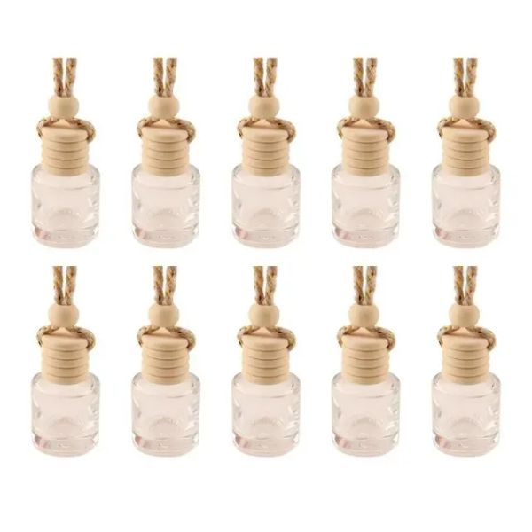 6 ml de voiture de voiture de parfum Conteneur de rénovateur d'air suspendu en verre bouteille en verre Style de voiture pour les huiles essentielles Perfume Pendant New LL