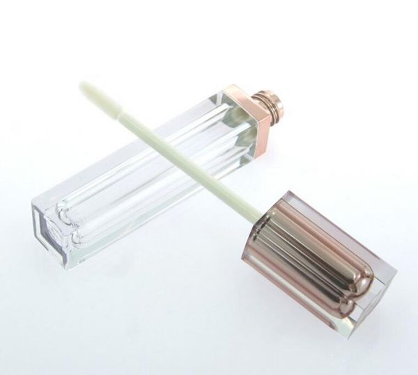 6 ml Champagne brillant à lèvres récipient en plastique Vide Rose or gommage noir brillant à lèvres tube cas mini brillant à lèvres bouteille divisée epacket bateau gratuit