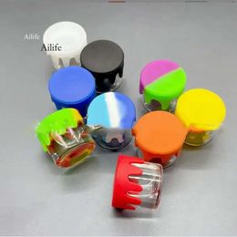 6 ml droge kruidencontainer voedselkwaliteit anti -aanbak wax opslag met siliconen deksel glazen doos oliepot voor dab verdampers potten 0425
