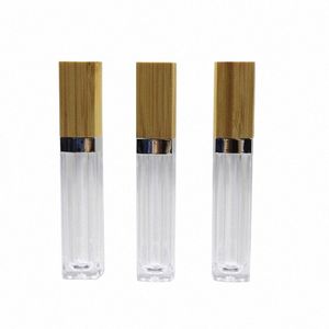 6ml vide carré brillant à lèvres tube bambou bouchon en bois clair bouteille baume à lèvres Ctainer emballage cosmétique Ctainer 10pcs 25pcs P8tk #