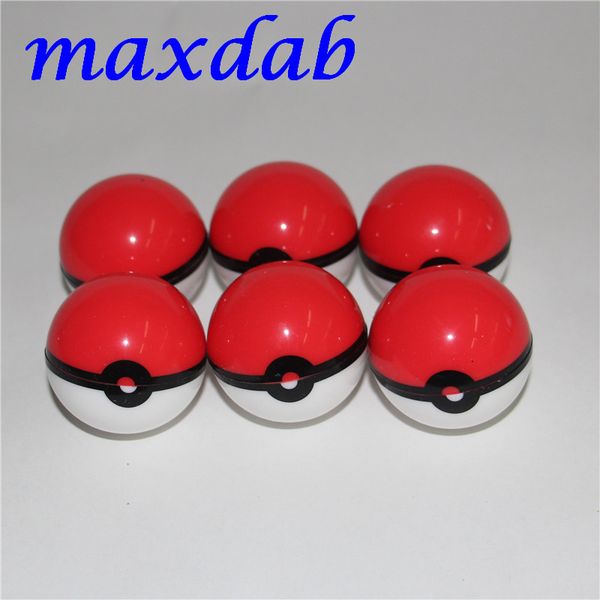 Caja contenedora de bolas de silicona de grado alimenticio con forma de pokeball de 6ml, tarro para aceite Dab, caja de cera para hierbas secas, accesorios para fumar