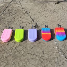 6ML Fumer Coloré Silicone Ice Lolly Style Tabac Huile Rigs Ongles Pointe Paille Cuillère Boîte De Rangement Snuff Snorter Sniffer Snuffer Distributeur Support Stash Case Dabber