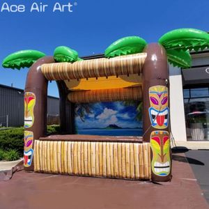 6mlx4mwx3.5mh (20x13.2x11.5ft) opblaasbare tiki -barconcessie en drankkraam met drie ramen en tahiti -achtergrond voor zomervakantie of feest te koop