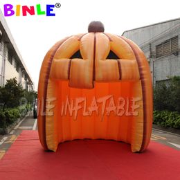 6mlx6mwx6mh (20x20x20ft) Kunstmatige opblaasbare pompoentent voor Halloween Decoratie Outdoor Event Orange Stage Tunnel met ventilator