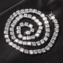 6mm 1 rangée Solitaire Tennis chaîne collier finition argent laboratoire diamants cubique Zircon boucle d'oreille hommes femmes cadeau bijoux 16-22 pouces 266C