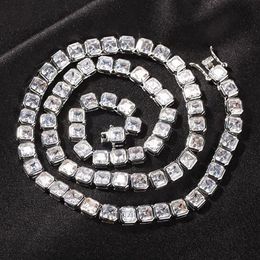 6mm 1 rangée Solitaire Tennis chaîne collier finition argent laboratoire diamants cubique Zircon boucle d'oreille hommes femmes cadeau bijoux 16-22 pouces 1807