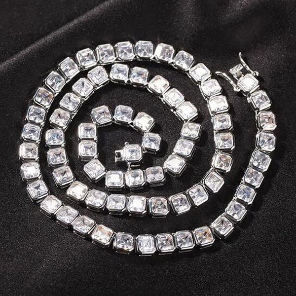 6mm 1 rangée Solitaire Tennis chaîne collier finition argent laboratoire diamants cubique Zircon boucle d'oreille hommes femmes cadeau bijoux 16-22 pouces 268V