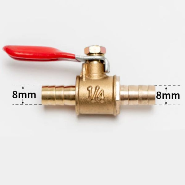 6 mm-12 mm Barb en ligne Eau en laiton Huile d'huile Air Ligne de carburant Arrêt Valve à billes