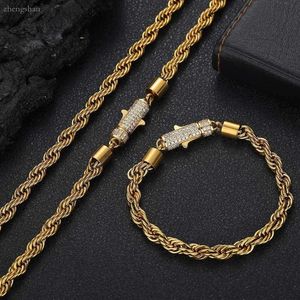 6 mm 16-24 inch geel goud vergulde roestvrijstalen touwketting ketting 7/8/9 inch armband voor mannen Women Fashion Jewelry 1540