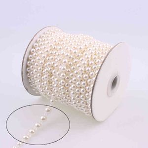 6mm 25m / lot blanc ivoire demi-perle chaîne perle garniture strass mariage perle décoration chaîne / artisanat bricolage accessoire VX13 210408