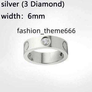 6mm 4mm 5mm Band Ringen titanium staal zilver liefde Mode Designer Ring mannen en vrouwen rose goud Zilveren sieraden Band Met diamanten voor liefhebbers paar ringen cadeau 10